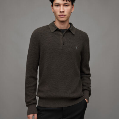 Aspen Long Sleeve Waffle Polo Jumper