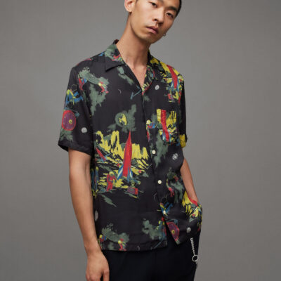 Cosmonaut Retro Print Relaxed Fit Shirt