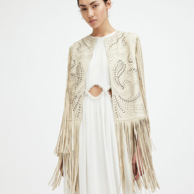 Elias Studded Tassel Leather Gilet