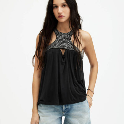 Arizona Embellished Racer Neck Top