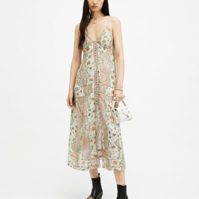 Dahlia Cascade Paisley Slim Maxi Dress