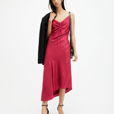 Alexia Jacquard V-Neck Midi Slip Dress