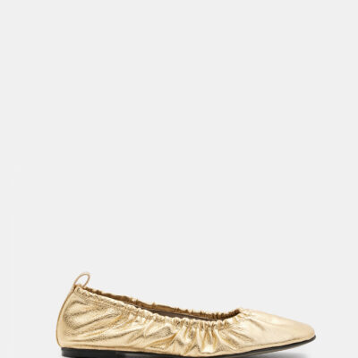 Alia Metallic Leather Ribbon Ballet Pumps