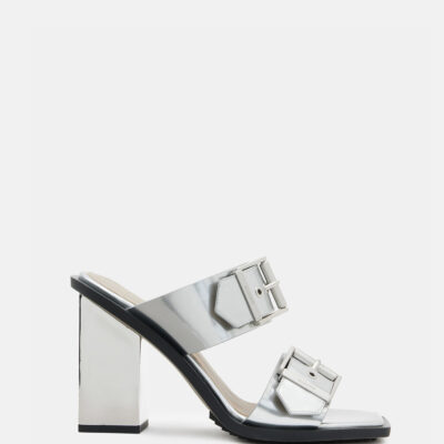 Camille Metallic Leather Block Heels