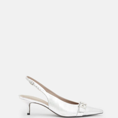 Selina Slingback Leather Kitten Heels