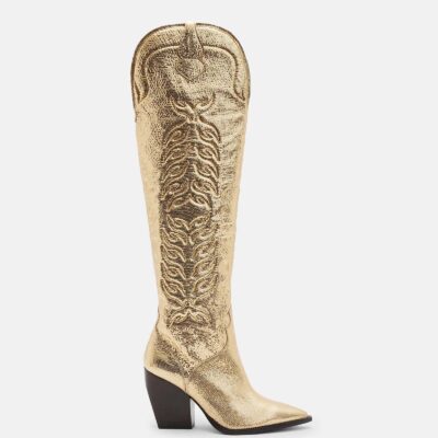 Roxanne Knee High Metallic Leather Boots