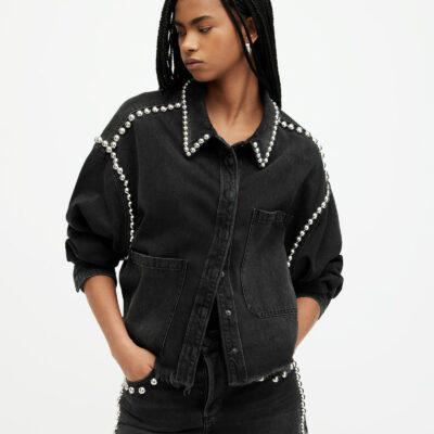 Nicky Studded Denim Shirt Jacket