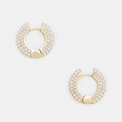 Pearl Beaded Chunky Hoop Earrings