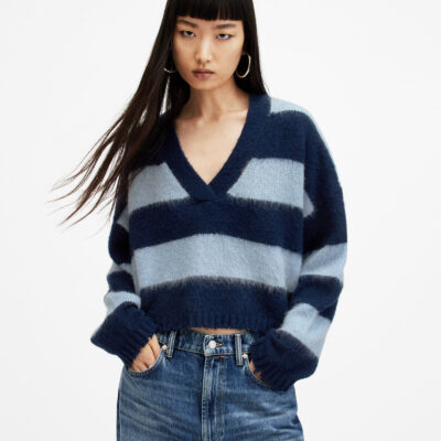 Lou Striped Croppy V-Neck Jumper