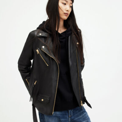 Biller Leather Oversized Biker Jacket