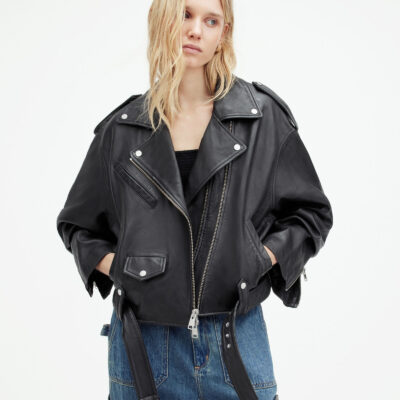 Dayle Oversized Leather Biker Jacket