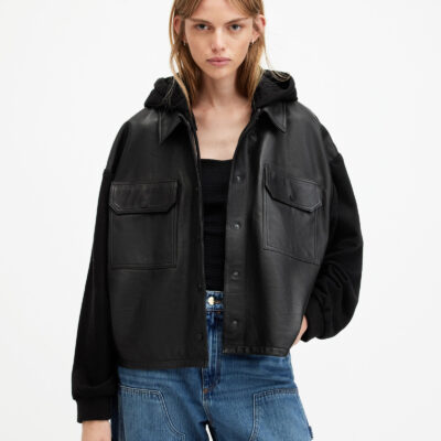 Morten Oversized Leather Trucker Jacket