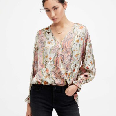 Penny Wrap Over Paisley Print Shirt