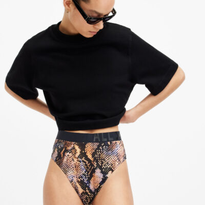 Dara Snake Print Logo Bikini Bottoms